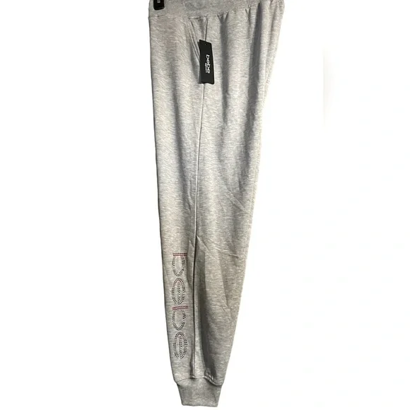 BEBE SPORT Women Nailhead Studded LOGO Joggers Sweat Pants in Heather Grey Nwt - Picture 5 of 11
